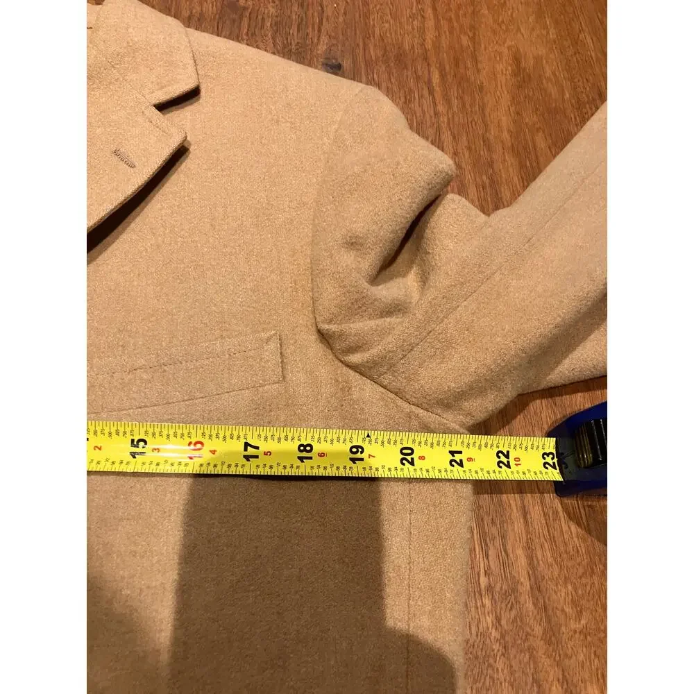 Deansgate Tan Wool Blazer Men's 40R Vintage Sport Coat 3 Button USA Wood Buttons